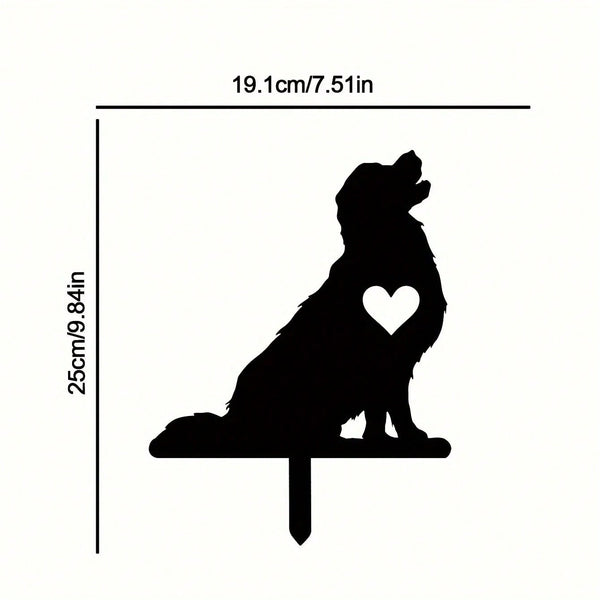 1-piece smart dog garden iron silhouette metal courtyard signboard, courtyard art garden outdoor decoration creative pet commemorative sticker, suitable for gardens, yards, garden decorations, holiday essentials, birthday decorations