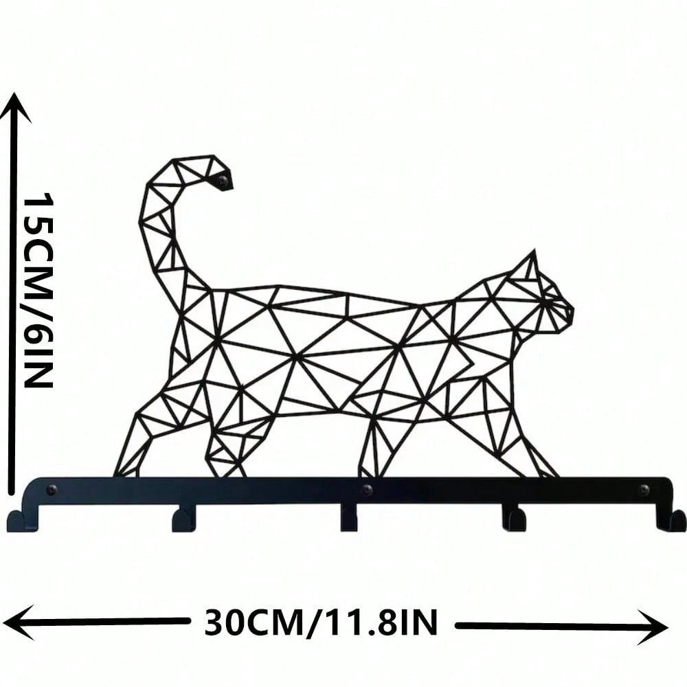 1pc Lovely Black Cat Wall-Mounted Keychain Hanger, Bedroom Metal Home Decoration Gift For Cat Lovers