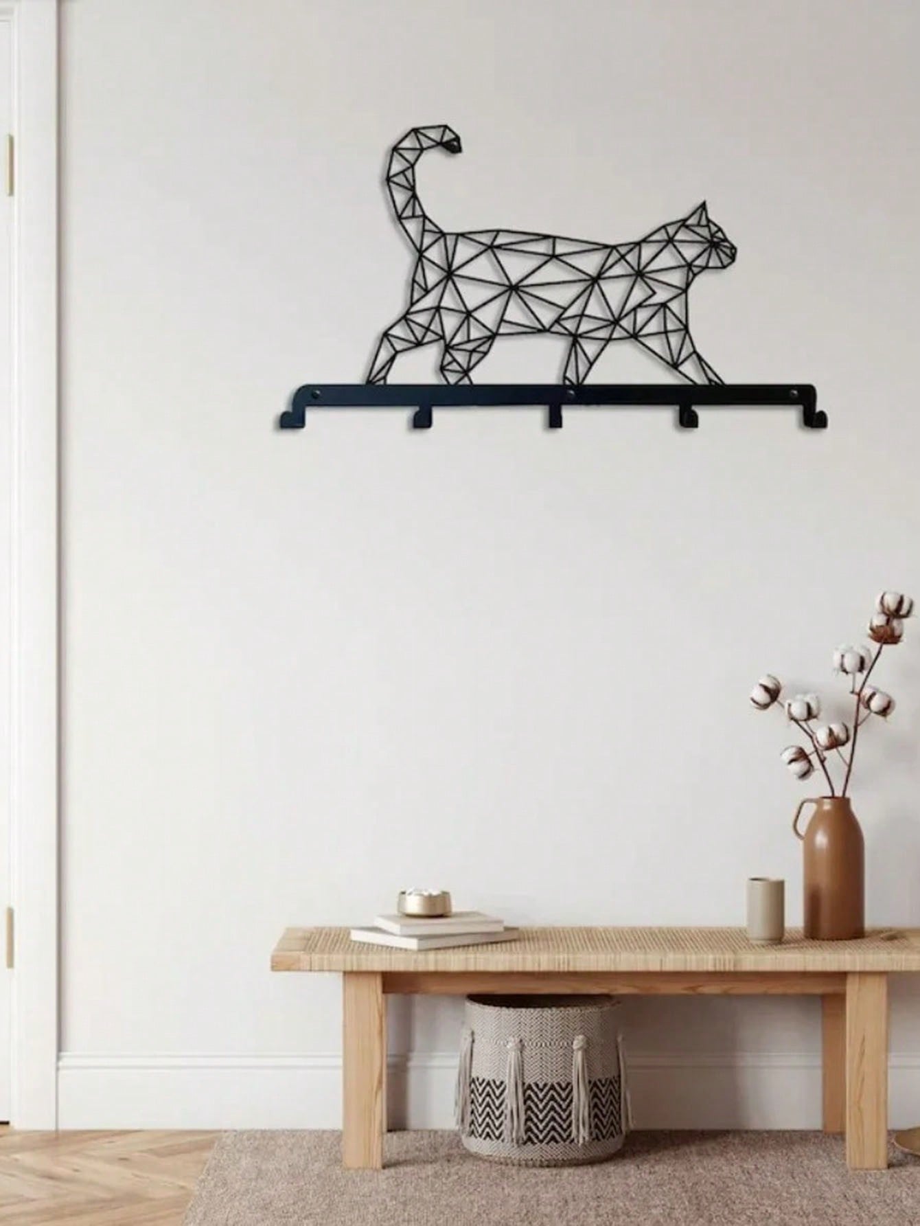 1pc Lovely Black Cat Wall-Mounted Keychain Hanger, Bedroom Metal Home Decoration Gift For Cat Lovers Main image