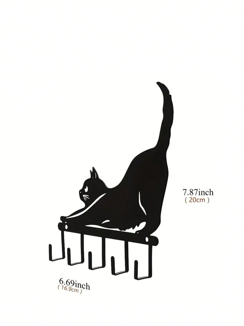 1pc Lovely Black Cat Wall-Mounted Keychain Hanger, Bedroom Metal Home Decoration Gift For Cat Lovers