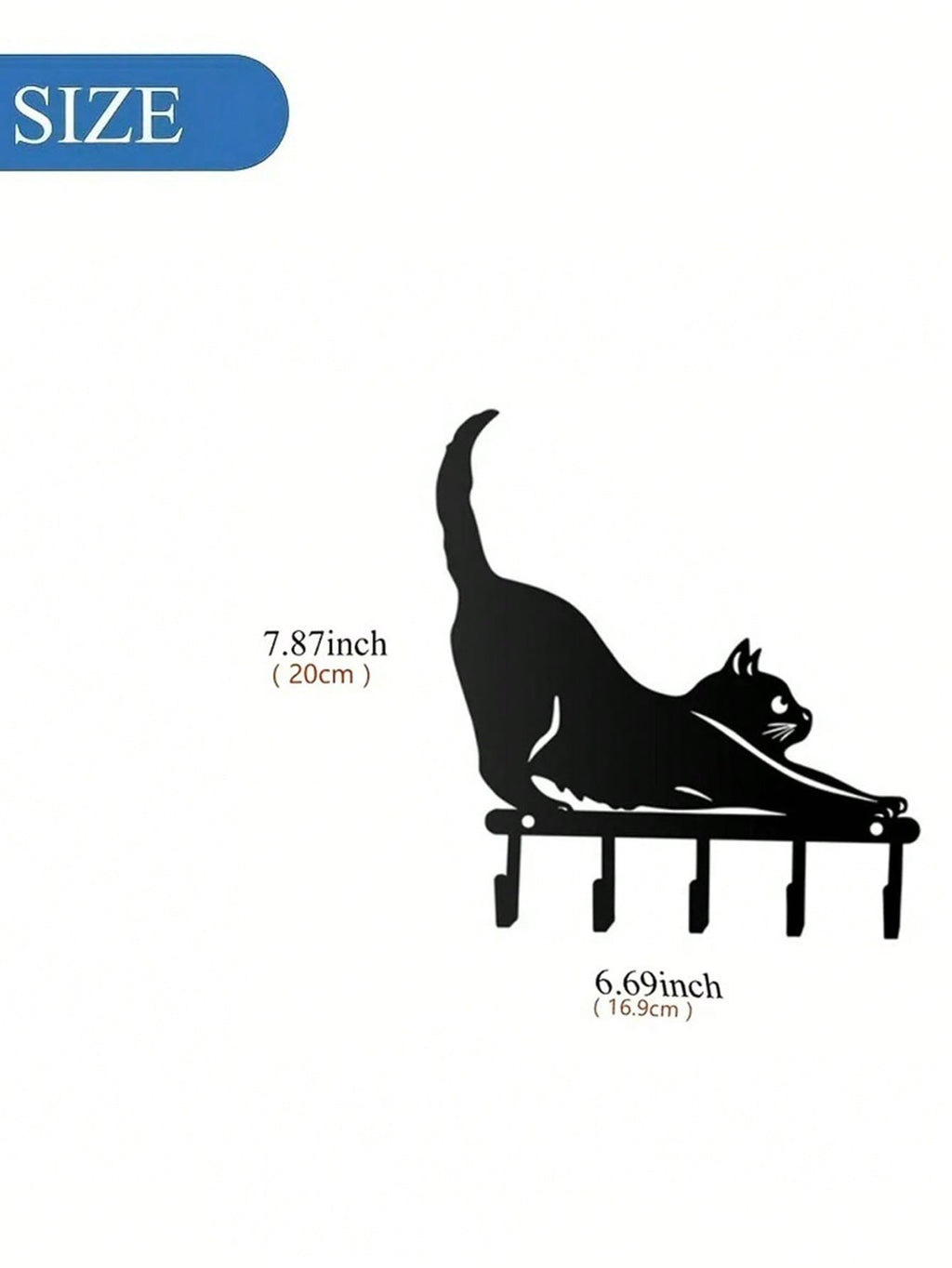 1pc Lovely Black Cat Wall-Mounted Keychain Hanger, Bedroom Metal Home Decoration Gift For Cat Lovers
