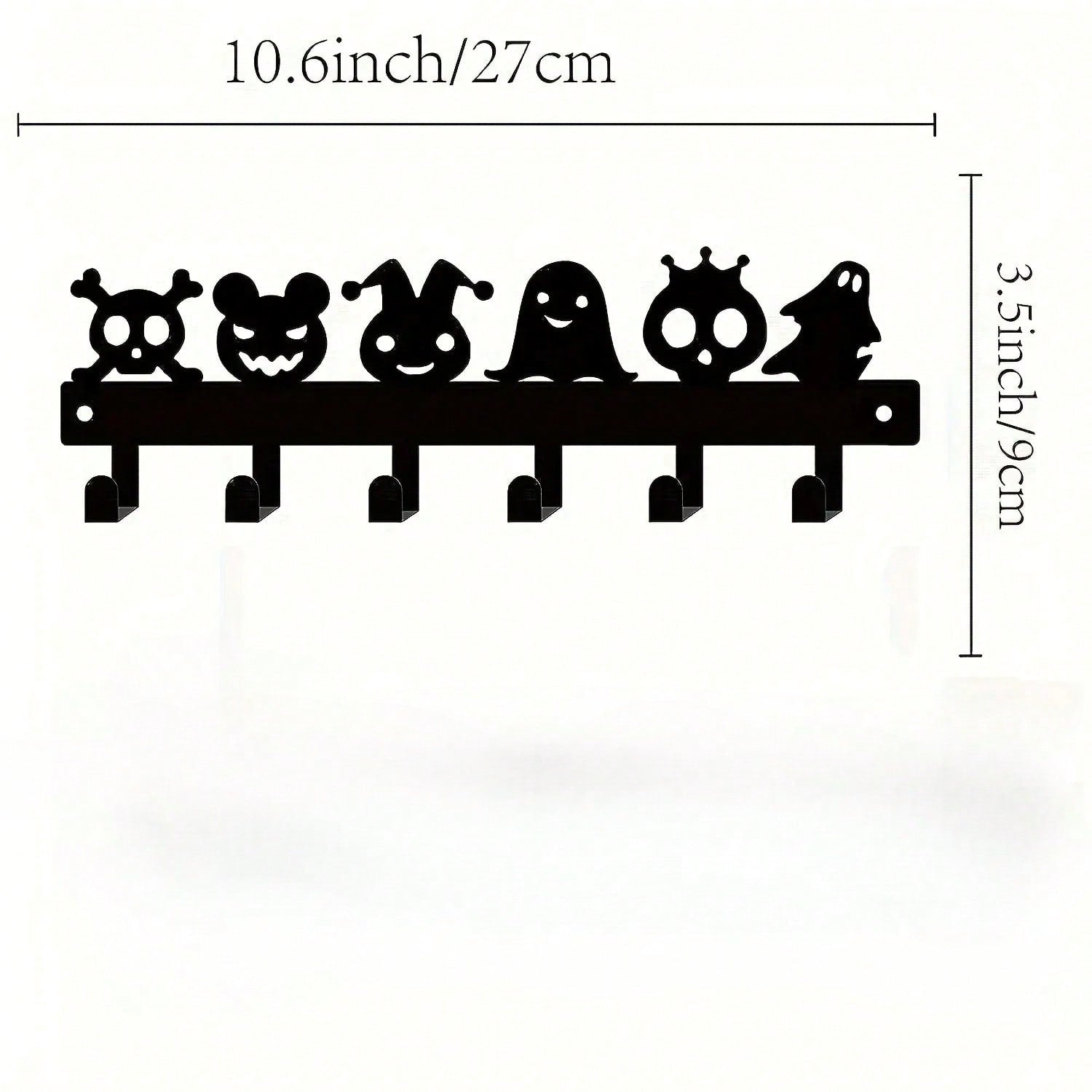 1PC Halloween Metal Wall-Mounted Rack With 6 Hooks, Pumpkin Ghost Pattern Hooks For Keys, Towels, Umbrellas, Decorative Organizer Shelf