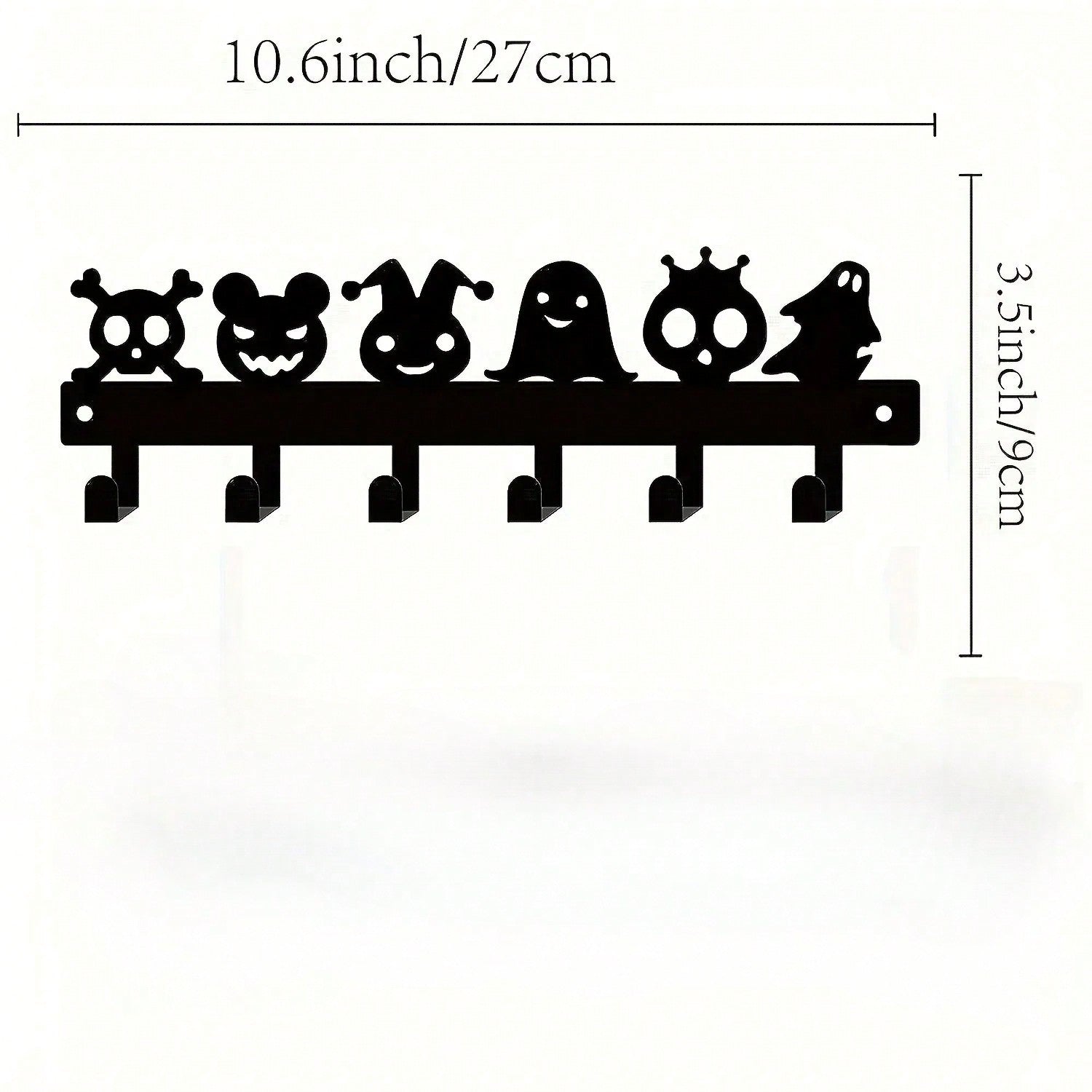 1PC Halloween Metal Wall-Mounted Rack With 6 Hooks, Pumpkin Ghost Pattern Hooks For Keys, Towels, Umbrellas, Decorative Organizer Shelf