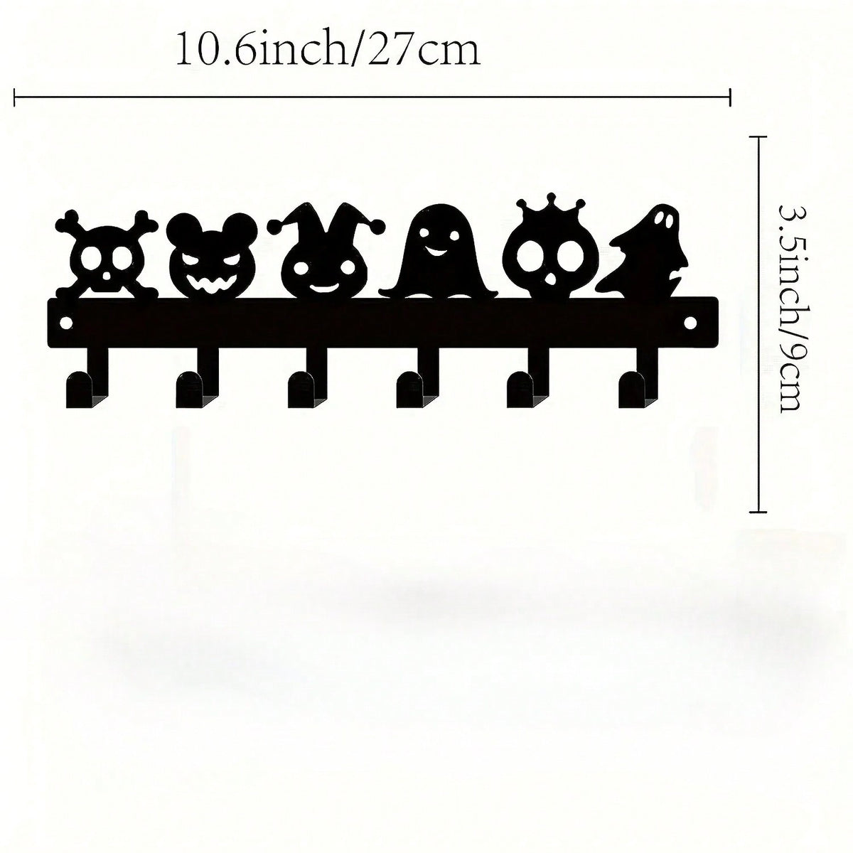 1PC Halloween Metal Wall-Mounted Rack With 6 Hooks, Pumpkin Ghost Pattern Hooks For Keys, Towels, Umbrellas, Decorative Organizer Shelf