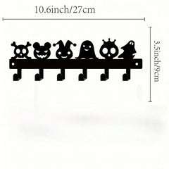 1PC Halloween Metal Wall-Mounted Rack With 6 Hooks, Pumpkin Ghost Pattern Hooks For Keys, Towels, Umbrellas, Decorative Organizer Shelf