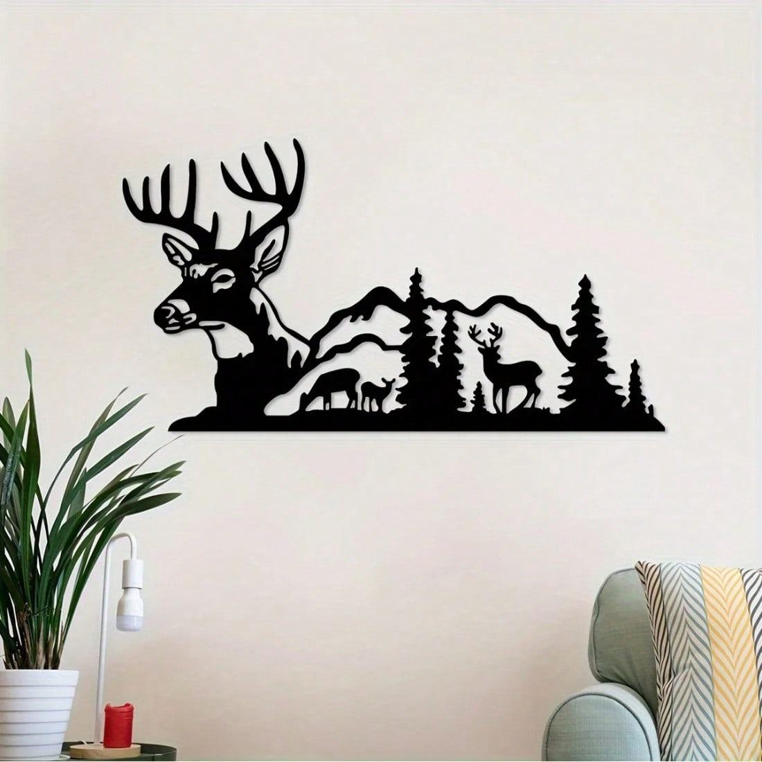 1PC Stunning Metal Deer Wall Decoration. Ingenious Creative Elk Iron Indoor And Outdoor Crafts. Ideal For Bedroom, Hallway And Outdoor Settings. Gorgeous Outdoor Wall Adornment.,Home Decor ,Room Decor,Wall Decor Christmas Decorations Christmas Main image