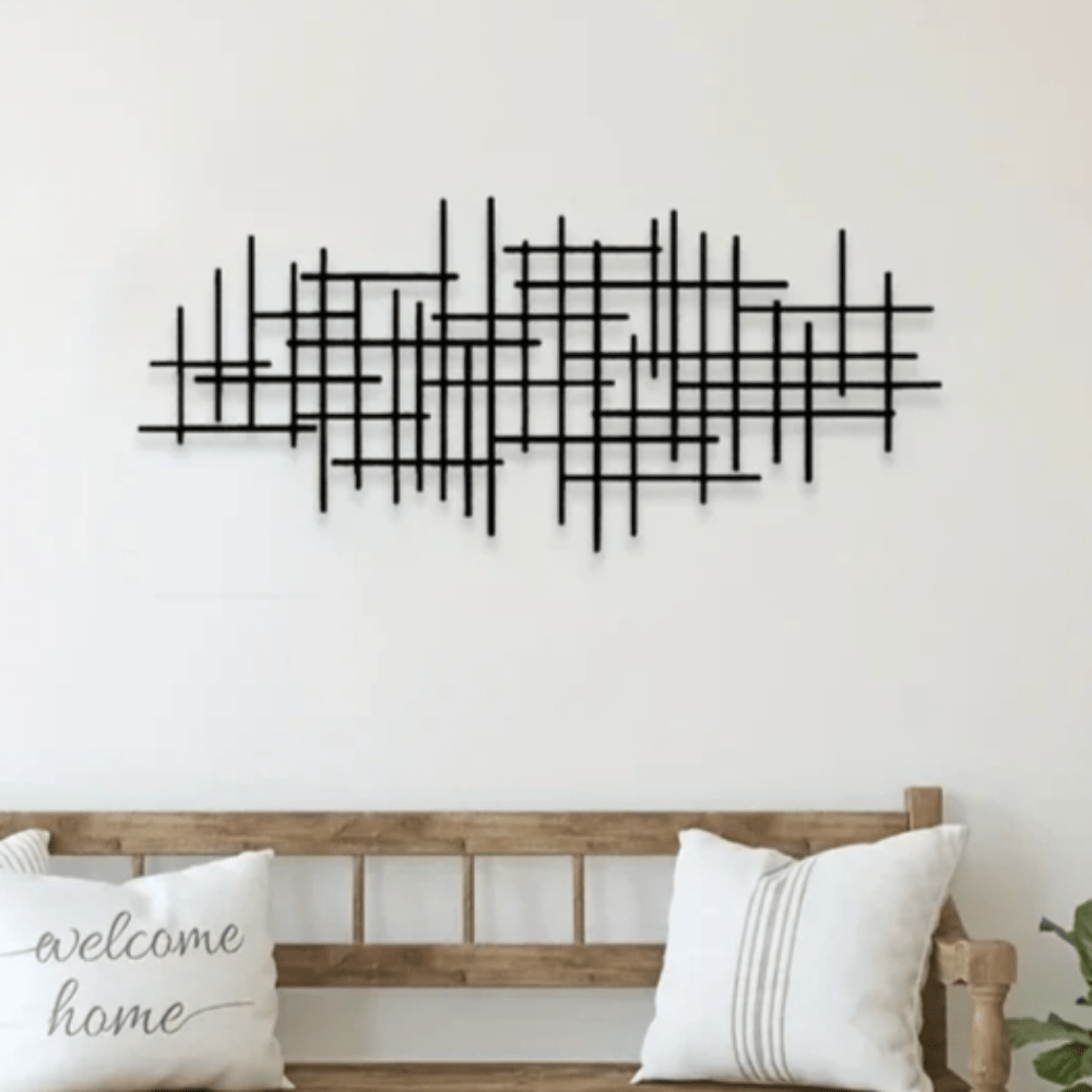 CIFbuy™ Artisanal Functional 1pc Metal Wall Art Sculpture - Handcrafted Abstract Grid Design Wall Decor, Elegant Geometric Pattern Ornament, Ideal as Wall Hanging Centerpiece & Decorative Decal - Wall Sculptures