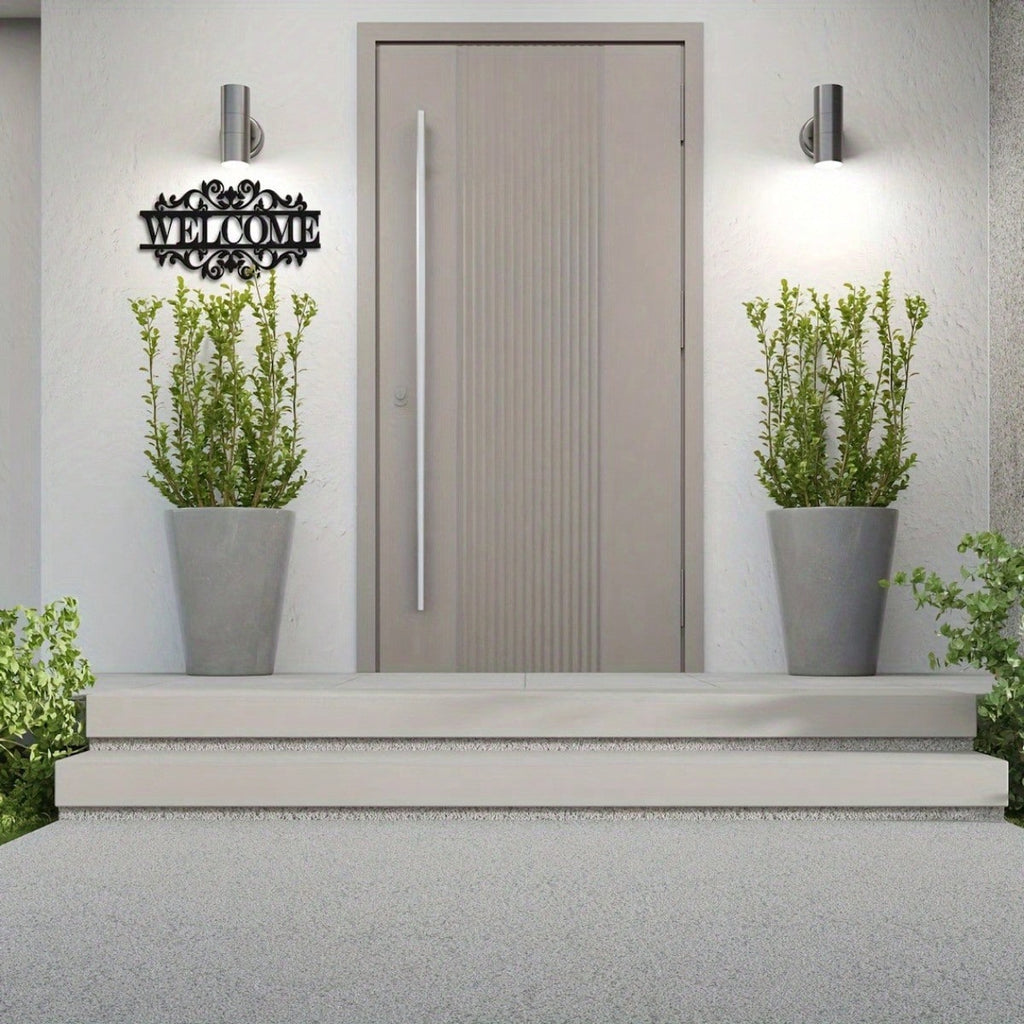 1 piece. Metal decoration welcome sign. Front porch decoration. Porch metal sign. Metal house number. Home art. Also suitable for B & Bs and inns. Best birthday gift