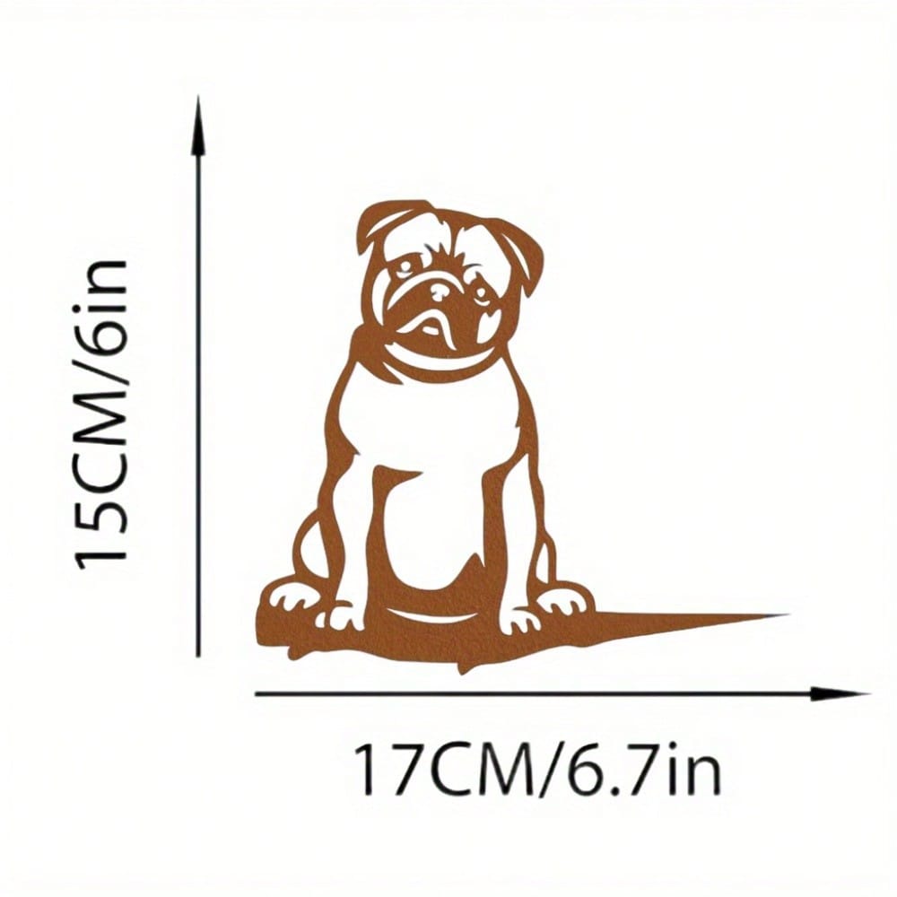 1 piece of attractive black or rust brown metal pug silhouette decoration for outdoor garden decoration.