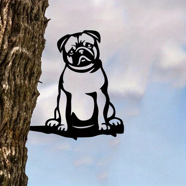 1 piece of attractive black or rust brown metal pug silhouette decoration for outdoor garden decoration.