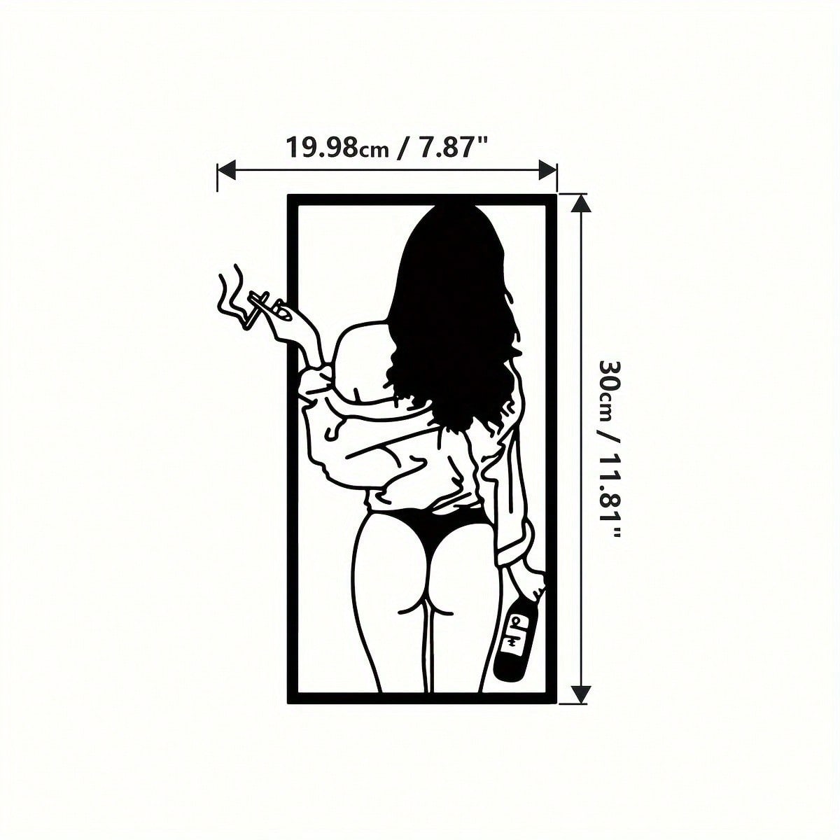 一体式金属墙饰。大型少女线条壁画。单面悬挂式摆件。卧室浴室装饰。也适用于更衣室和化妆间。四季皆宜的迷人装饰品。