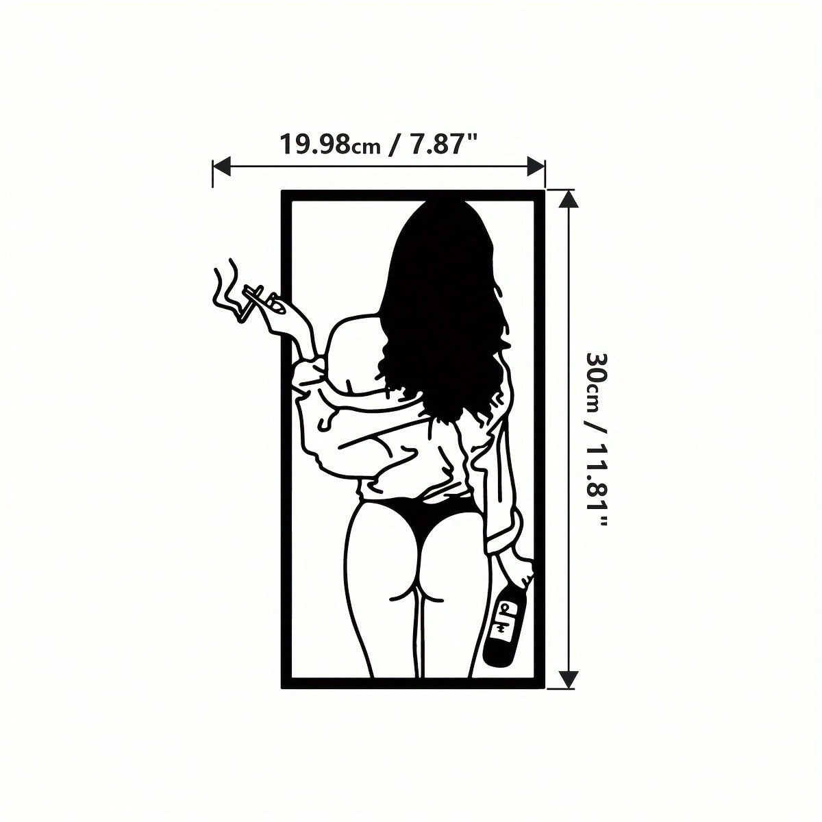 一体式金属墙饰。大型少女线条壁画。单面悬挂式摆件。卧室浴室装饰。也适用于更衣室和化妆间。四季皆宜的迷人装饰品。
