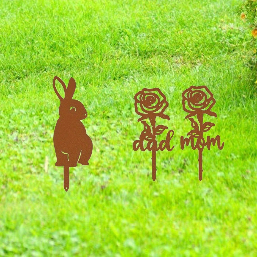 CIFbuy™ Stunning 1pc Exquisite Rose Shaped Memorial Stake - Great Grave Decoration & Graveyard Tombstone Plaque Stake Marker, Waterproof Sympathy Garden Stake Design Is Both Practical and Touching, Unique Outdoor Wall Art Feature, Tender Decor Accent - Co