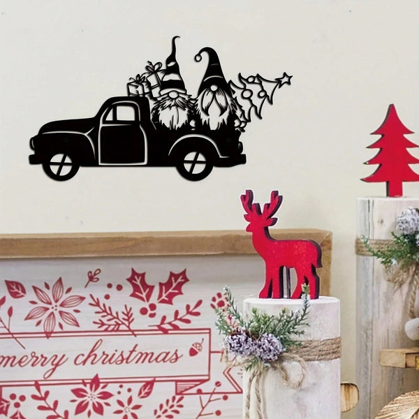A piece of Santa Claus metal wall decoration. Suitable for study, bedroom, living room, entrance and other spaces, adding Christmas atmosphere and warmth to the space, Christmas theme wall decoration.