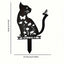 1 cute cat wrought iron metal garden decorative animal floor insert cat protective cover outdoor garden lawn decoration garden art decoration hollow silhouette