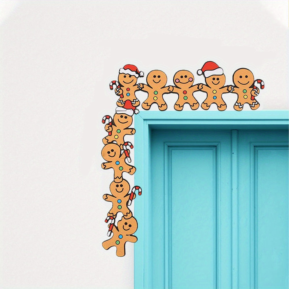 1 PC Colorful Christmas Door Corner Signs: Adorable Santa Claus, Reindeer, and Gingerbread Man Metal Frame Decorations that Enhance the Festive Atmosphere, Perfect for Decorating Homes and Parties. Secondary image