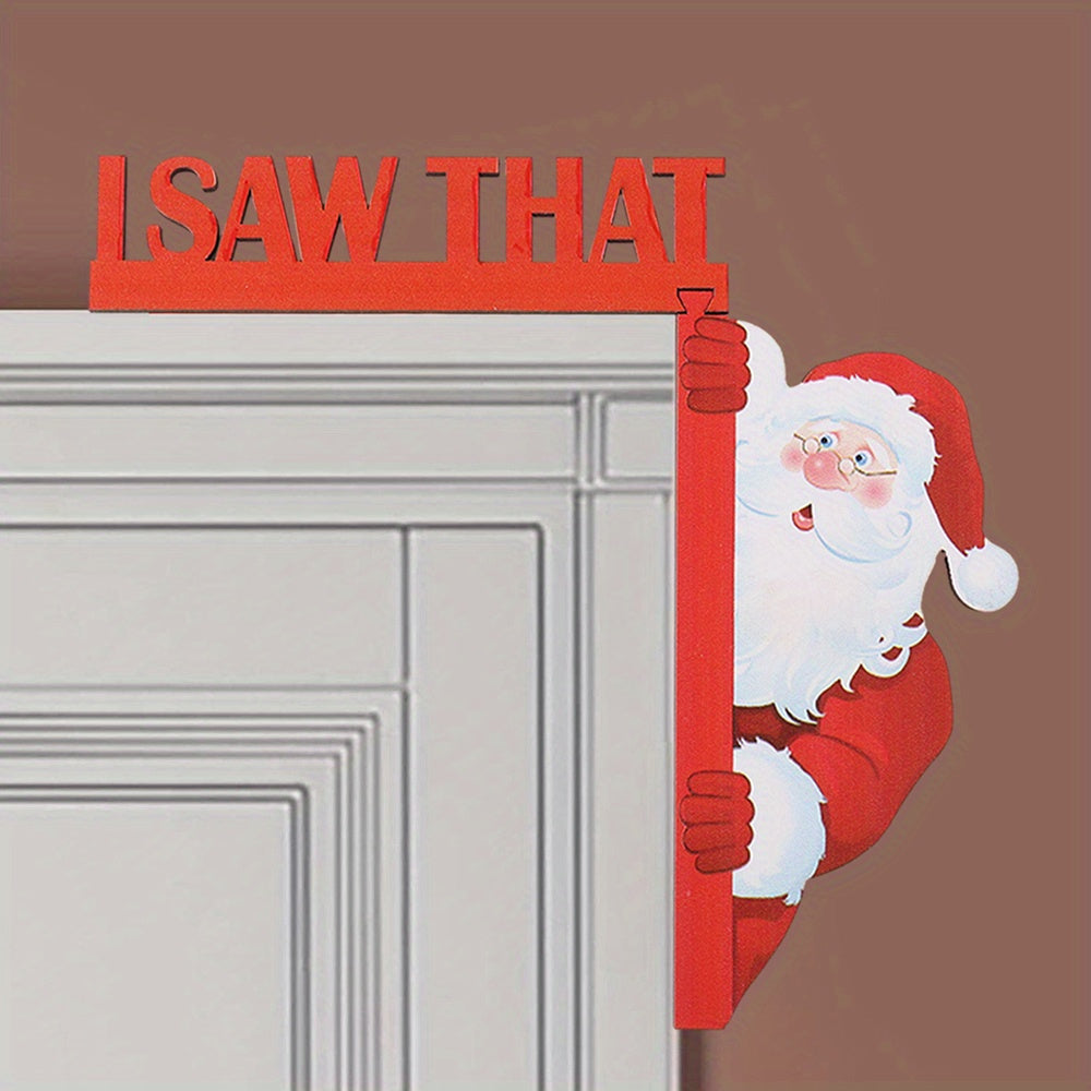 1 PC Colorful Christmas Door Corner Signs: Adorable Santa Claus, Reindeer, and Gingerbread Man Metal Frame Decorations that Enhance the Festive Atmosphere, Perfect for Decorating Homes and Parties. Main image