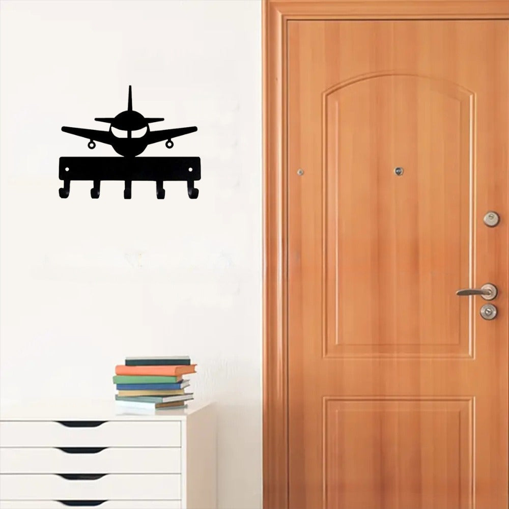 【定制】1pc key hook rack crafted from black metal. Featuring metal sandblasting and iron - art, it doubles as a coat hanger. Combining bathroom - accessory and home - decor functions, it brings home amusement and practicality.