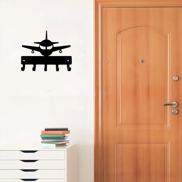 【定制】1pc key hook rack crafted from black metal. Featuring metal sandblasting and iron - art, it doubles as a coat hanger. Combining bathroom - accessory and home - decor functions, it brings home amusement and practicality.