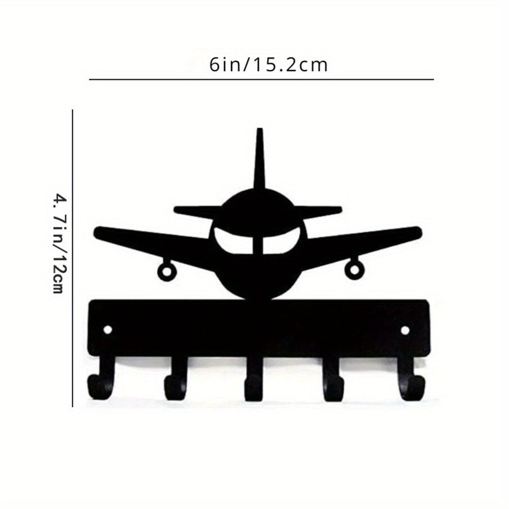 【定制】1pc key hook rack crafted from black metal. Featuring metal sandblasting and iron - art, it doubles as a coat hanger. Combining bathroom - accessory and home - decor functions, it brings home amusement and practicality.