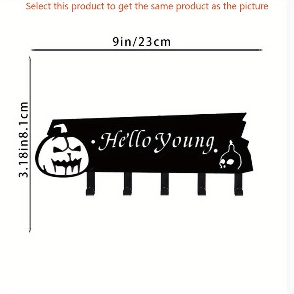 CIFbuy™ 1pc Black Iron Key Hook Rack - Metal Sandblasting & Ironwork Design, Versatile as Clothes Hanger, Sturdy Wall-mounted, Enhances Home Value, Halloween Christmas Festive Vibe, Festival Decoration.