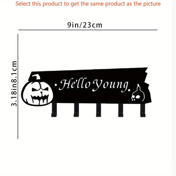 CIFbuy™ 1pc Black Iron Key Hook Rack - Metal Sandblasting & Ironwork Design, Versatile as Clothes Hanger, Sturdy Wall-mounted, Enhances Home Value, Halloween Christmas Festive Vibe, Festival Decoration.