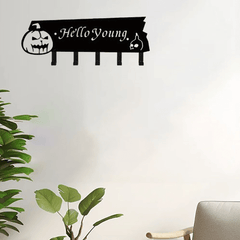 CIFbuy™ 1pc Black Iron Key Hook Rack - Metal Sandblasting & Ironwork Design, Versatile as Clothes Hanger, Sturdy Wall-mounted, Enhances Home Value, Halloween Christmas Festive Vibe, Festival Decoration.