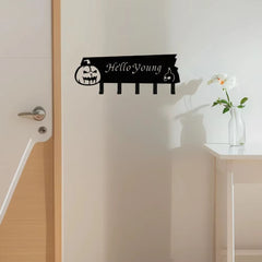 CIFbuy™ 1pc Black Iron Key Hook Rack - Metal Sandblasting & Ironwork Design, Versatile as Clothes Hanger, Sturdy Wall-mounted, Enhances Home Value, Halloween Christmas Festive Vibe, Festival Decoration.
