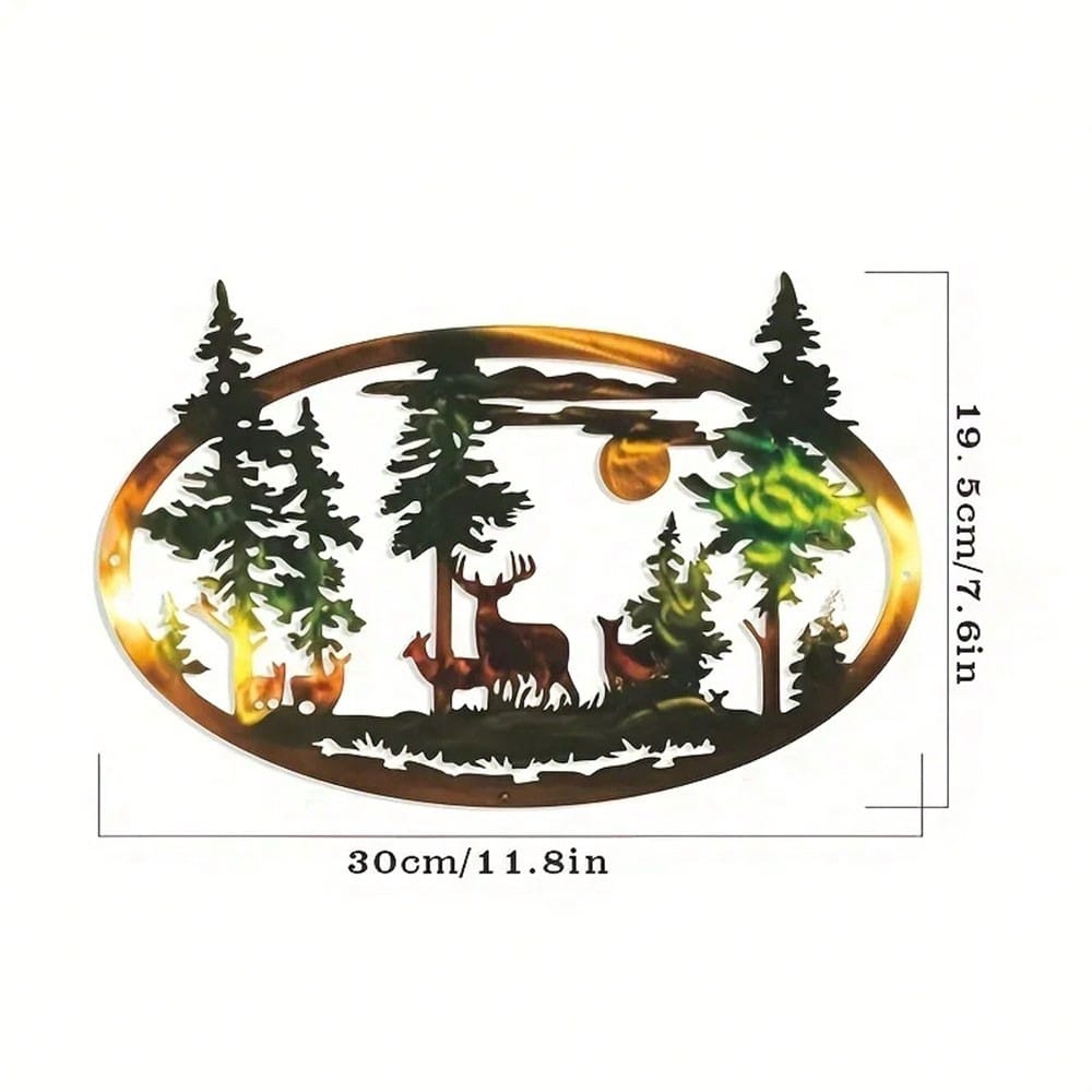 1pc Home Decoration Metal Art Wall Decoration Christmas Deer Bear Christmas Gift Scene Decoration Iron Art Crafts Ornament Pendant