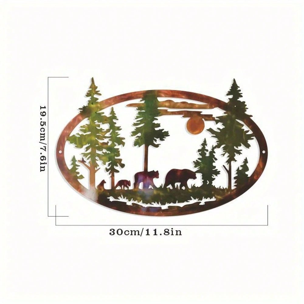 1pc Home Decoration Metal Art Wall Decoration Christmas Deer Bear Christmas Gift Scene Decoration Iron Art Crafts Ornament Pendant Secondary image