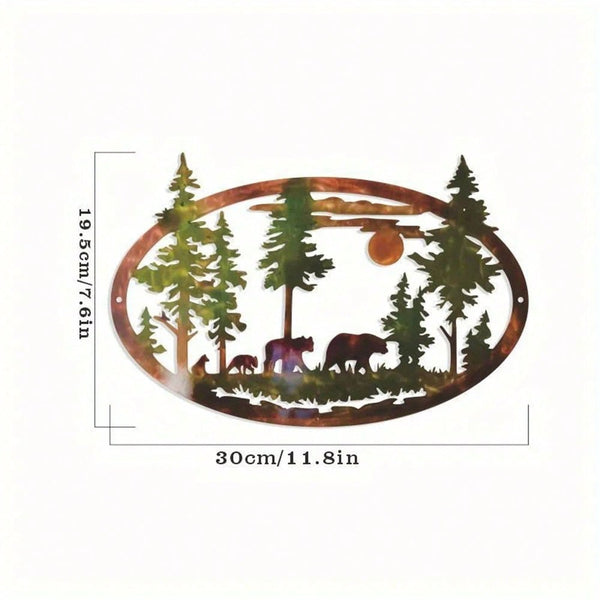 1pc Home Decoration Metal Art Wall Decoration Christmas Deer Bear Christmas Gift Scene Decoration Iron Art Crafts Ornament Pendant