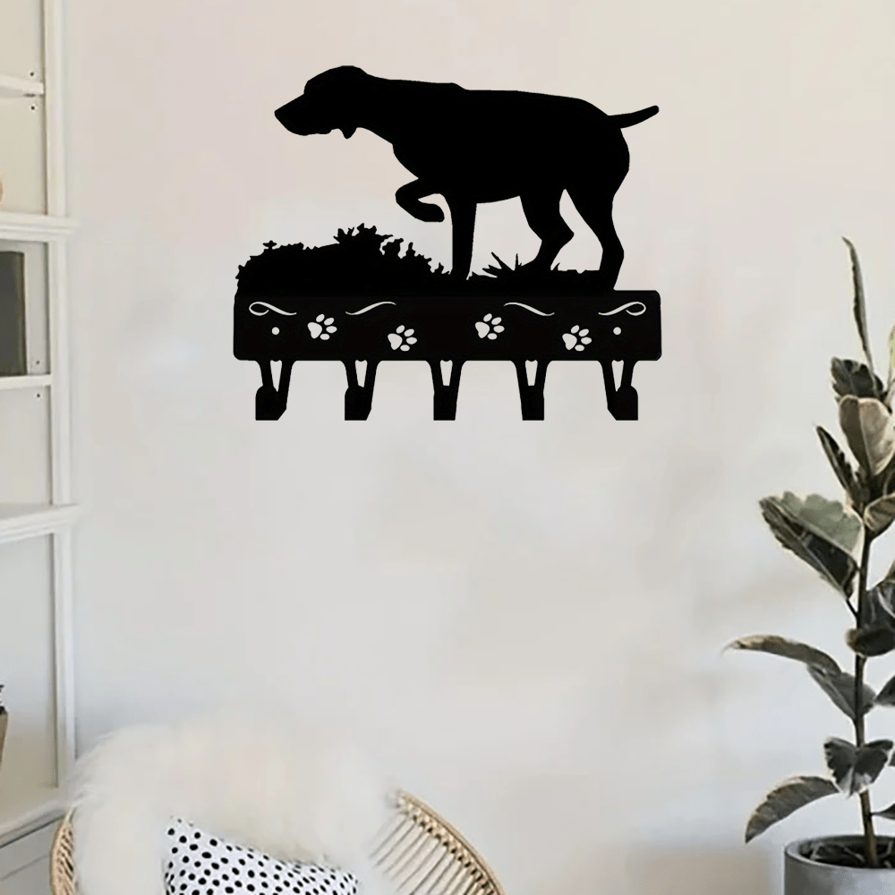 CIFbuy™ Pet-Themed Iron Wall Storage - 1pc German Shorthaired Pointer Key & Coat Hanger, Durable Metal Rack with Adhesive Wall Sticker for Home Organization, Collectible Figurines.