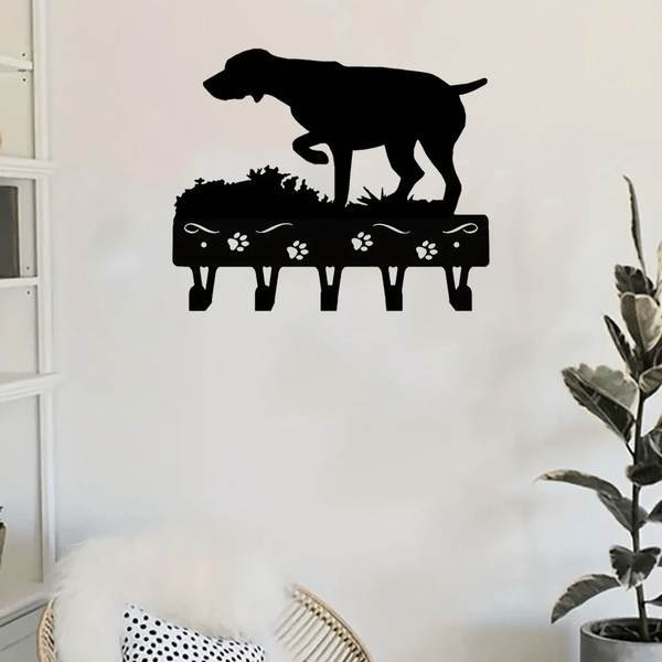 CIFbuy™ Pet-Themed Iron Wall Storage - 1pc German Shorthaired Pointer Key & Coat Hanger, Durable Metal Rack with Adhesive Wall Sticker for Home Organization, Collectible Figurines.