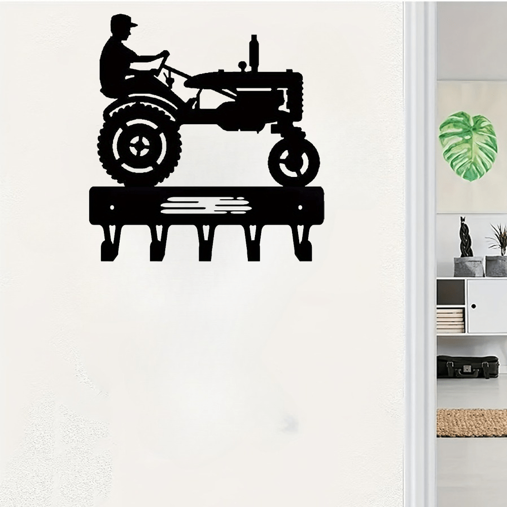 CIFbuy™ 1pc Black Tone Metal Iron Key Hook Device - Metal Sandblasted & Iron-like Feature, Versatile as Clothes Hanger, Sturdy Wall-mounted Item, Enhances Home Value, Multi-functional Utility Decor for Keys & Garments - Collectible Figurines.