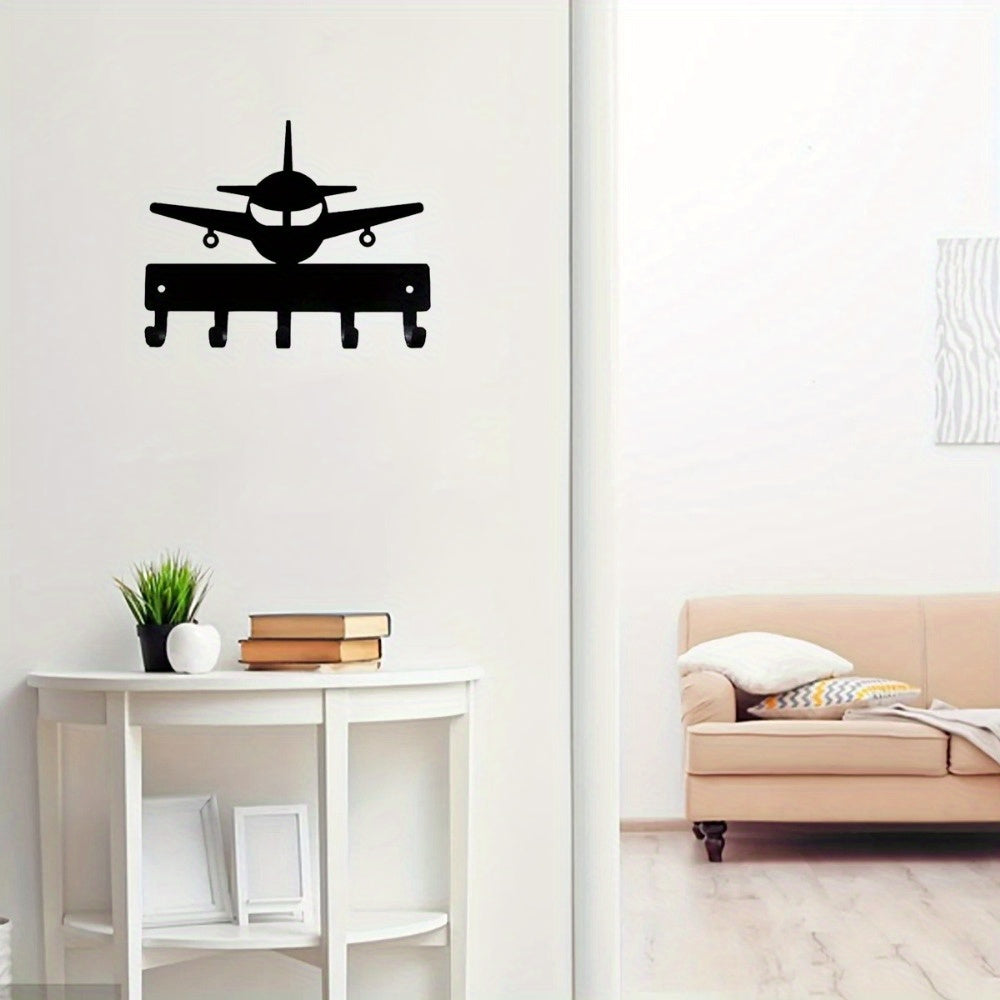 CIFbuy™ 1pc Black Tone Metal Iron Key Hook Device - Metal Sandblasted & Iron-like Feature, Versatile as Clothes Hanger, Sturdy Wall-mounted Item, Enhances Home Value, Multi-functional Utility Decor for Keys & Garments - Collectible Figurines.