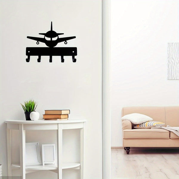 CIFbuy™ 1pc Black Tone Metal Iron Key Hook Device - Metal Sandblasted & Iron-like Feature, Versatile as Clothes Hanger, Sturdy Wall-mounted Item, Enhances Home Value, Multi-functional Utility Decor for Keys & Garments - Collectible Figurines.