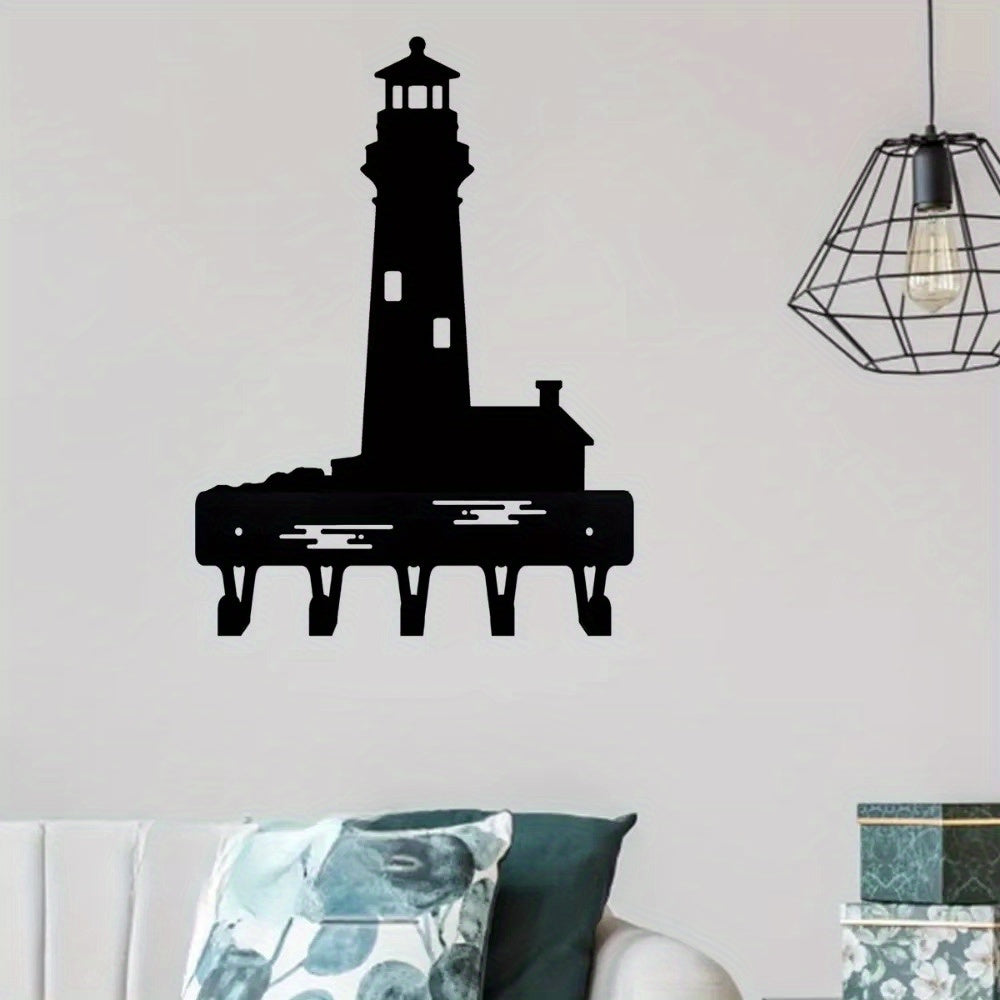 CIFbuy™ Black Wrought Iron Key Hook Wall Hanger - Sandblasted Metal Organizer with Versatile Storage Function, Durable Home Decor for Keys & Accessories, Rustic Industrial Style, Collectible Figurines.