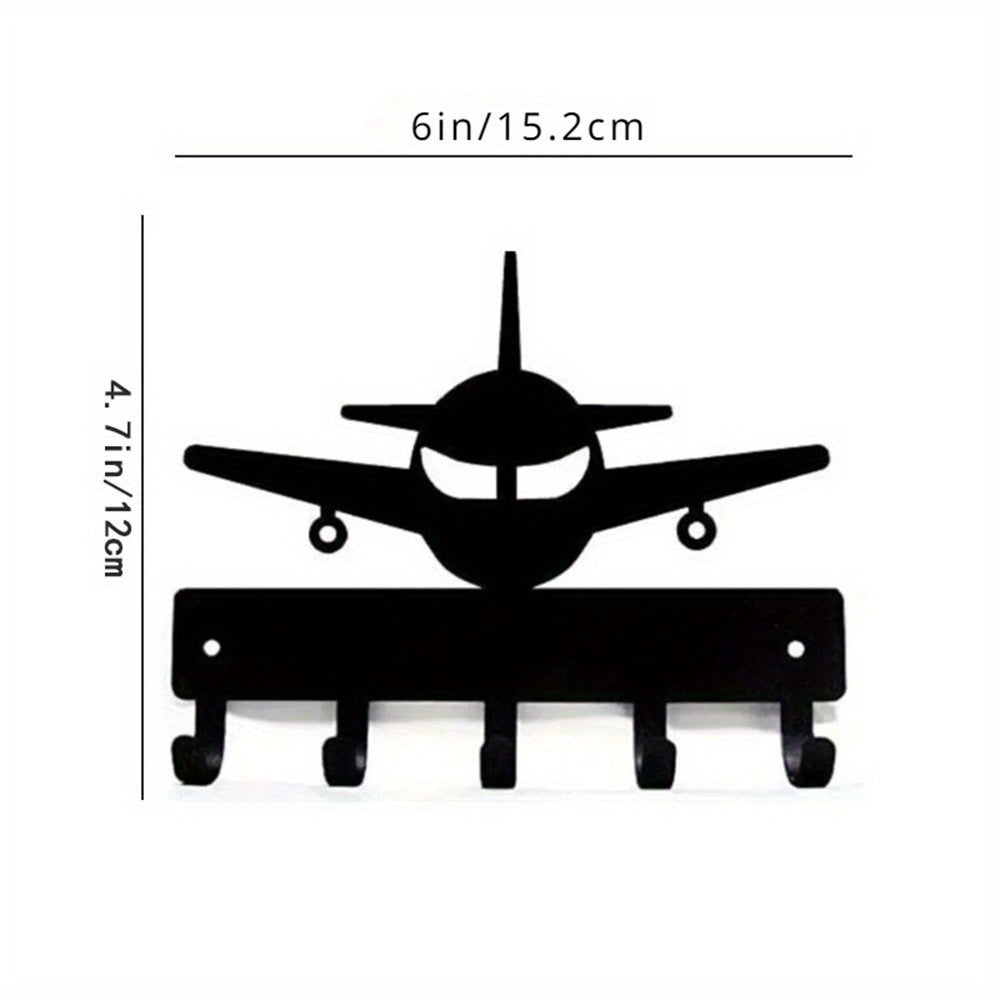 CIFbuy™ Black Wrought Iron Key Hook Wall Hanger - Sandblasted Metal Organizer with Versatile Storage Function, Durable Home Decor for Keys & Accessories, Rustic Industrial Style, Collectible Figurines.