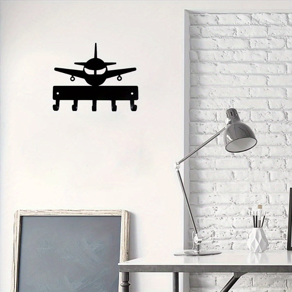 CIFbuy™ Black Wrought Iron Key Hook Wall Hanger - Sandblasted Metal Organizer with Versatile Storage Function, Durable Home Decor for Keys & Accessories, Rustic Industrial Style, Collectible Figurines.