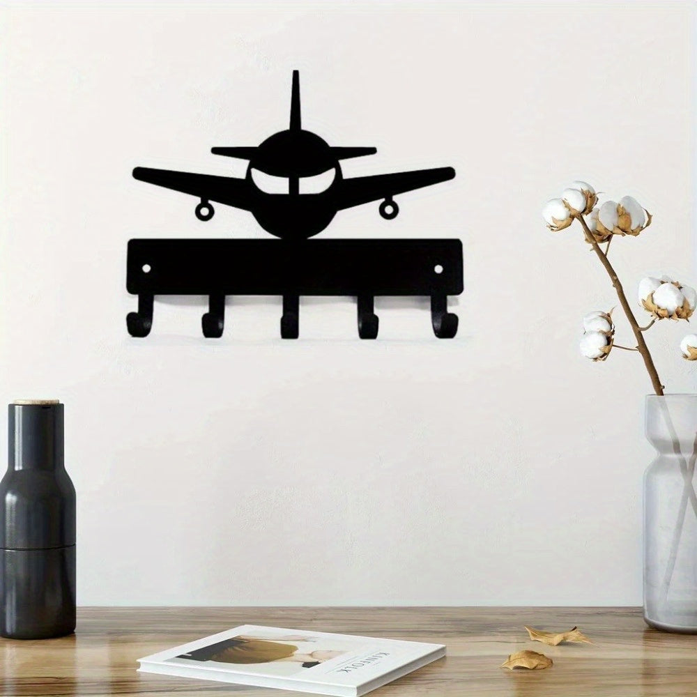 CIFbuy™ Black Wrought Iron Key Hook Wall Hanger - Sandblasted Metal Organizer with Versatile Storage Function, Durable Home Decor for Keys & Accessories, Rustic Industrial Style, Collectible Figurines.