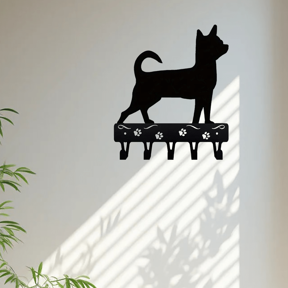 CIFbuy™ Black Wrought Iron Key Hook Rack - Sandblasted Metal Clothes Hanger with Vintage Industrial Design, Versatile Wall-Mounted Organizer for Keys & Apparel, Rustic Home Decor, Collectible Figurines. Main image