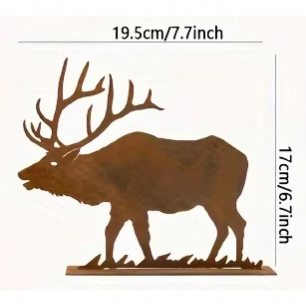 1 piece of vintage metal spruce tree and elk ornament - hunting-themed decoration and Christmas and New Year gifts Secondary image