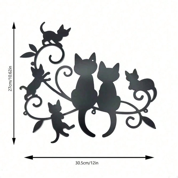 1 piece. Exquisite metal three-cat sign - suitable for patio, living room, bedroom. Pleasant cat wall decoration. A charming cat. Also suitable for pet grooming shops and cat cafes.