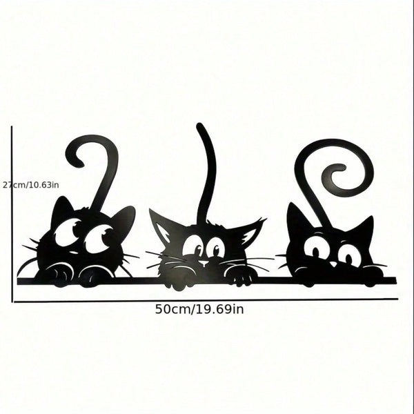 1 piece. Exquisite metal three-cat sign - suitable for patio, living room, bedroom. Pleasant cat wall decoration. A charming cat. Also suitable for pet grooming shops and cat cafes.