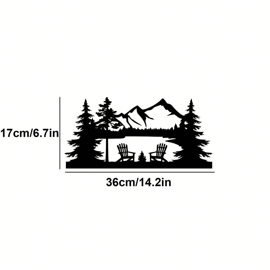 1件精美森林动物田园猫头鹰和鹿墙饰艺术品，森林风景壁挂金属工艺品，适用于客厅、卧室、书房、花园家居装饰、圣诞节、礼物
