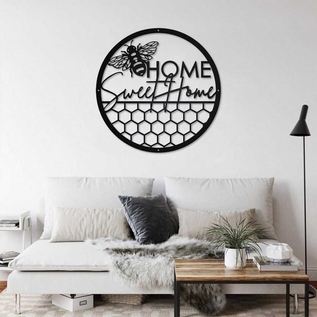1 piece of black honeycomb metal wall decoration, suitable for living room, garden, bedroom, office and other home wall decoration. Simple and beautiful, add a different style to your space, and it is a gift.