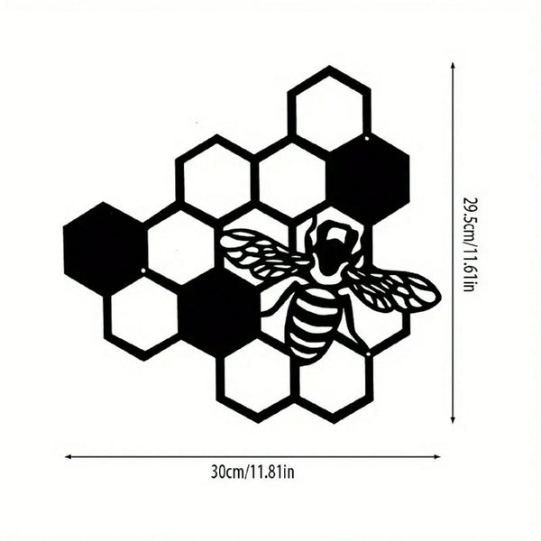 1 piece of black honeycomb metal wall decoration, suitable for living room, garden, bedroom, office and other home wall decoration. Simple and beautiful, add a different style to your space, and it is a gift.