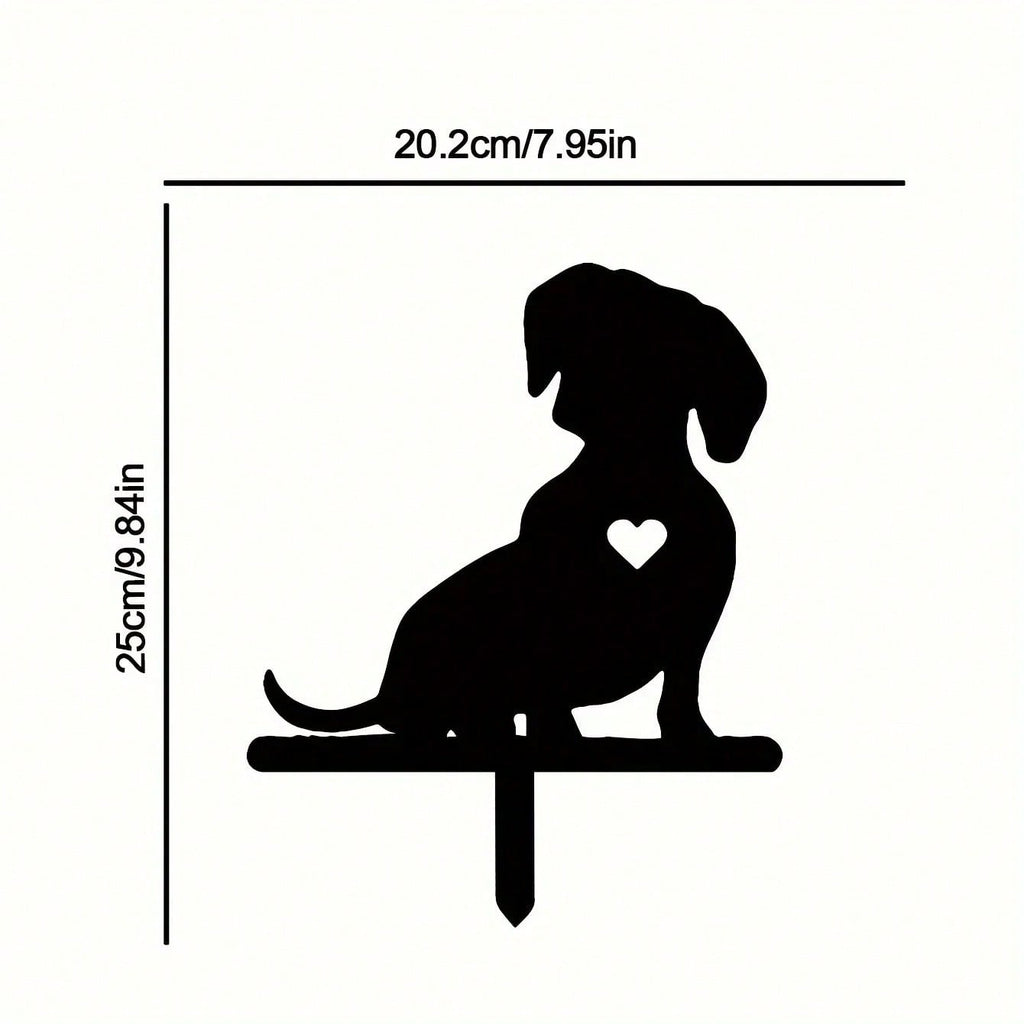 1-piece smart dog garden iron silhouette metal courtyard signboard, courtyard art garden outdoor decoration creative pet commemorative sticker, suitable for gardens, yards, garden decorations, holiday essentials, birthday decorations