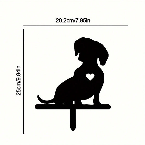 1-piece smart dog garden iron silhouette metal courtyard signboard, courtyard art garden outdoor decoration creative pet commemorative sticker, suitable for gardens, yards, garden decorations, holiday essentials, birthday decorations
