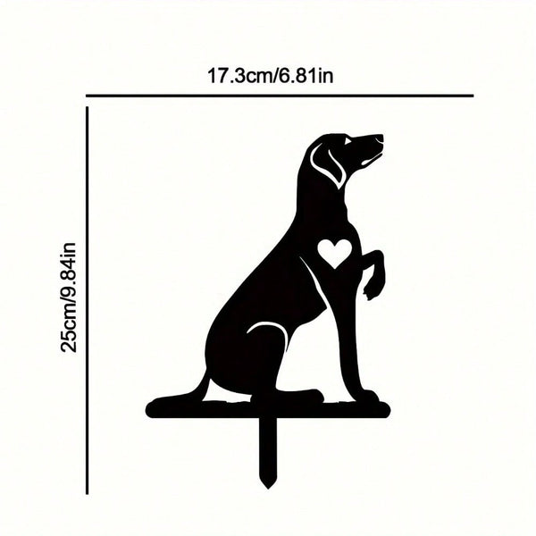 1-piece smart dog garden iron silhouette metal courtyard signboard, courtyard art garden outdoor decoration creative pet commemorative sticker, suitable for gardens, yards, garden decorations, holiday essentials, birthday decorations